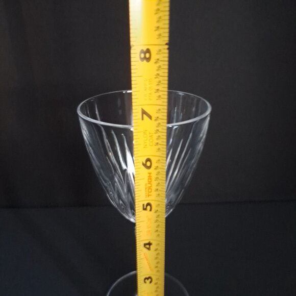 Cristal de Flandre Wine Goblet 6.5" Austria Clear Cut Panel Stem Glass Elegant - Picture 11 of 11